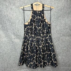 Altar'd State Navy Blue Lace Embroidered‎ Halter Neck Dress- Sz L